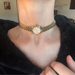 Michael Kors Gold-Tone Women's Bracelet Watch/necklace whatever!with White Dial